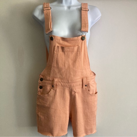 Liquor N Poker Peach Pink Shortalls Short Overalls, Sz 10 - Picture 6 of 10